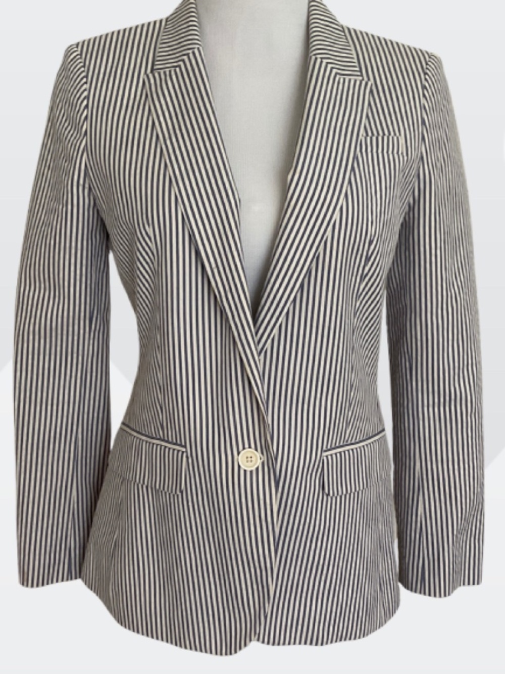 Banana Republic Blue & White Pinstripe Single-Button Blazer Size 6